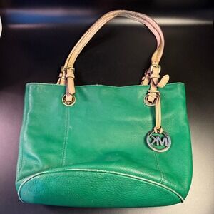 Michael Kors Green Leather Tote Bag Satchel Purse Handbag‎ Designer